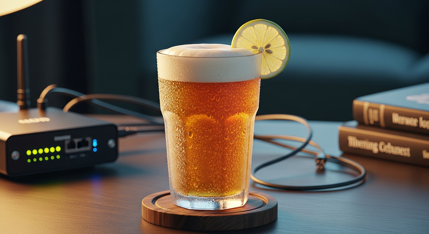 自宅のキッチンに設置されたスタイリッシュなビールサーバーからグラスに注がれるノンアルコールビール, non-alcoholic-beer-server.jpg