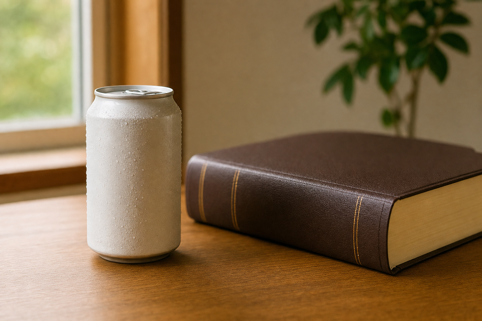 ノンアルコールビールの缶と六法全書を並べたイメージ
