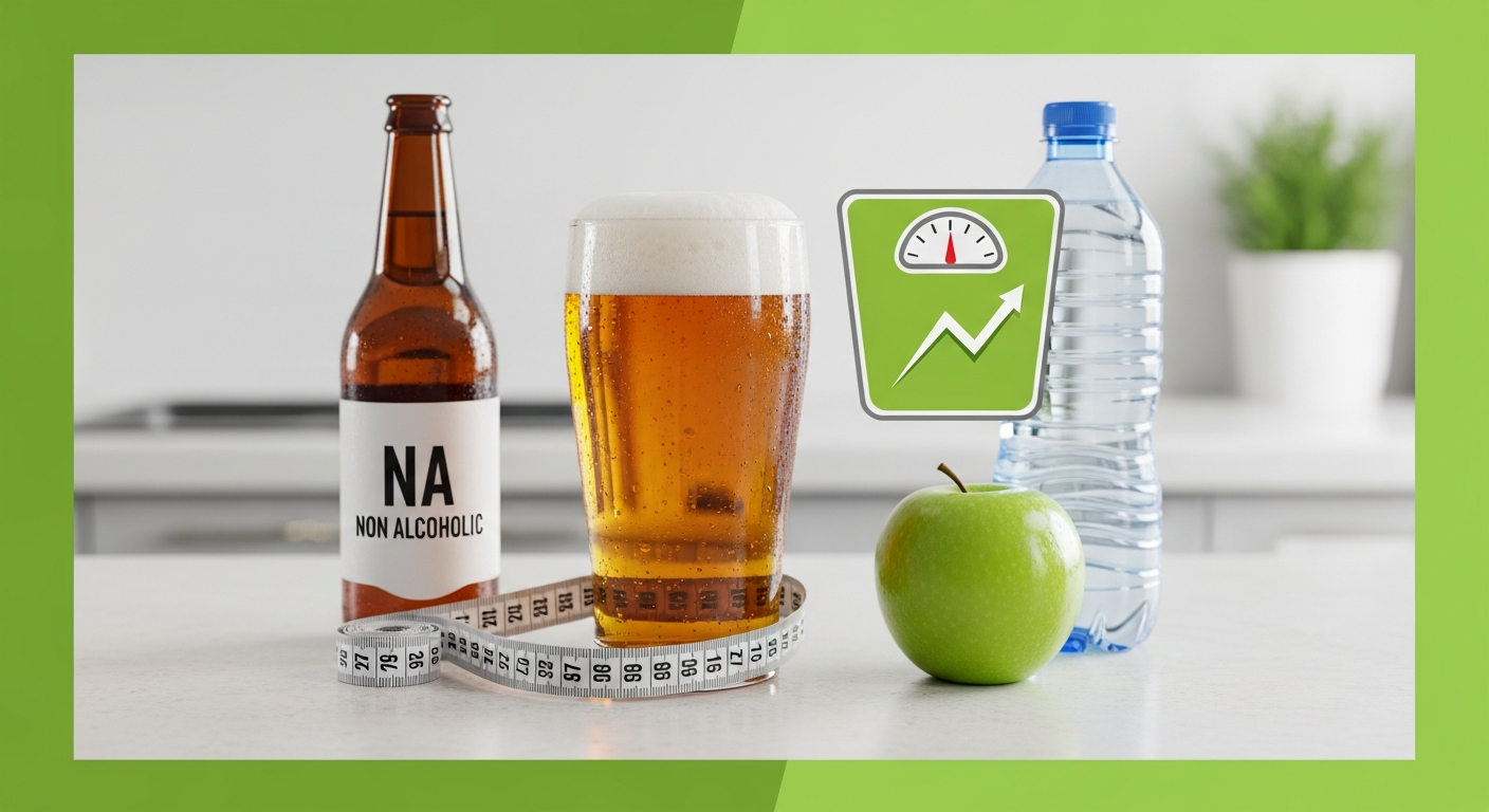 夕暮れ時にリラックスしながらノンアルコールビールをグラスに注ぐ様子 (non-alcoholic-beer-diet.jpg)